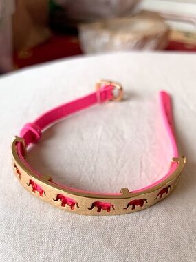 Stella and Dot hot pink The Strength bracelet with gold metal elephant bar